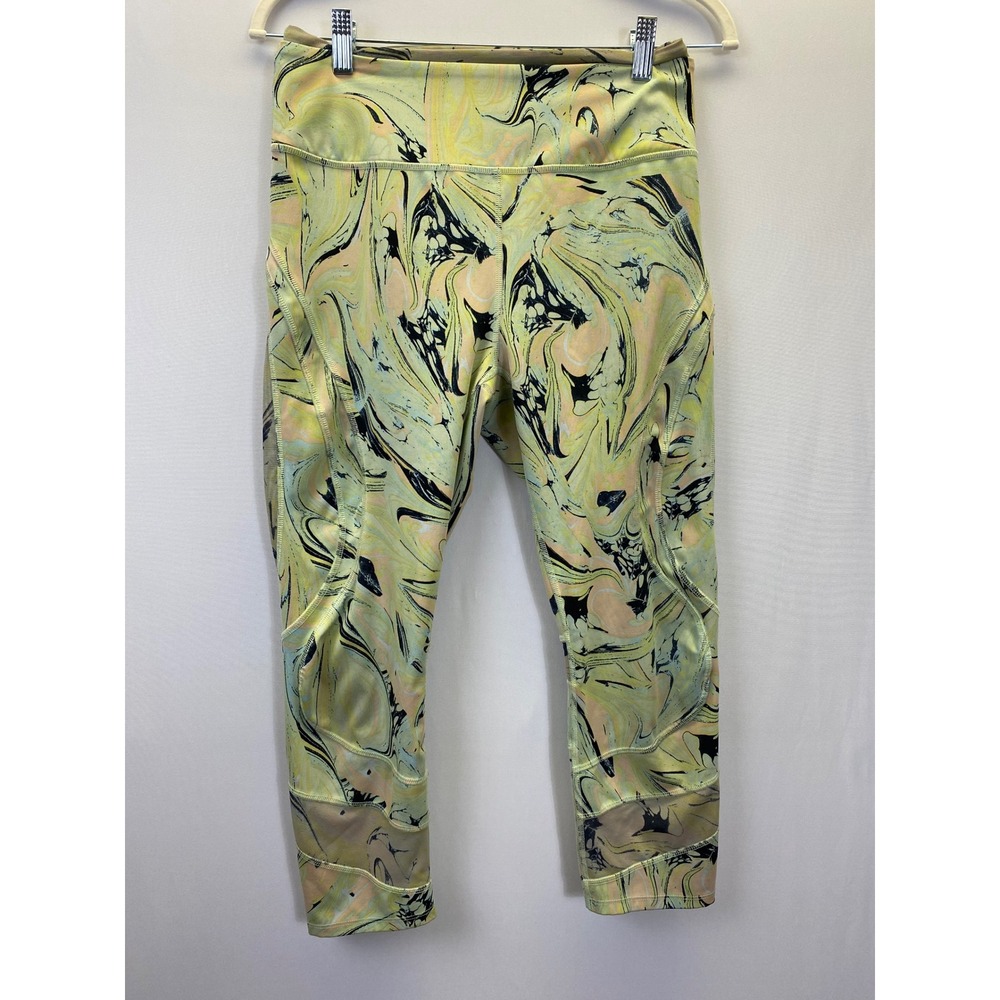 Free People Movement Size M Marble Print Mesh Panel Yoga Leggings Athleisure